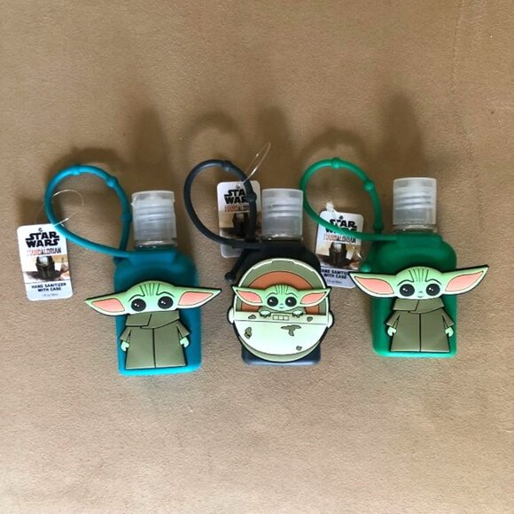 Star Wars Mandalorian Set of 3 Grogu Hand Sanitizer Holders NWT - Picture 1 of 6